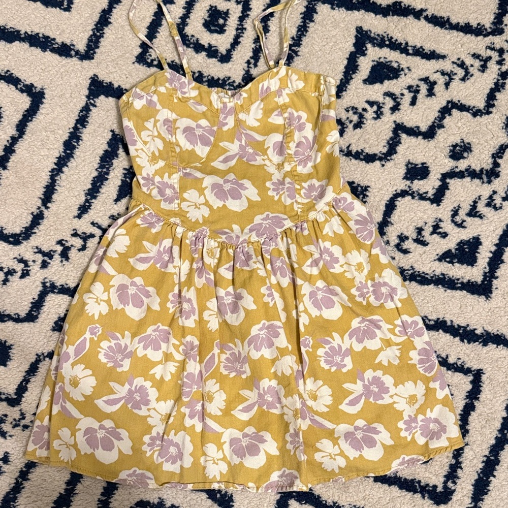 Women’s AE Yellow Floral Sundress with Lavender accents